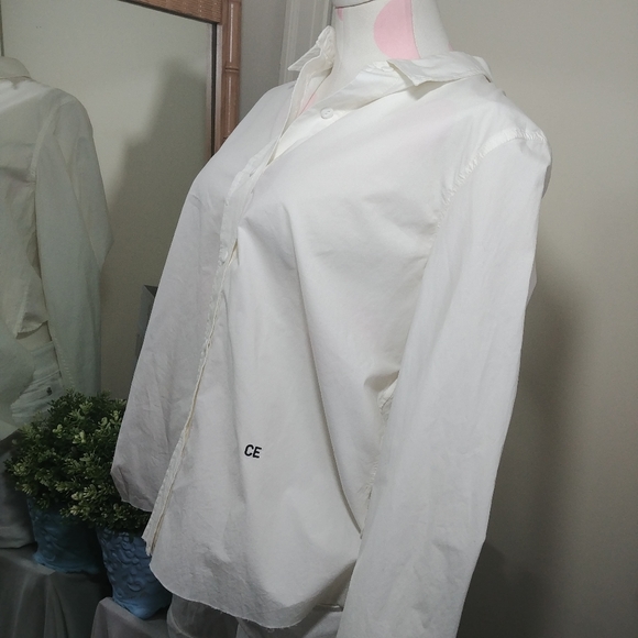 $209 Current/Elliot | white cotton open back bow dress shirt button down 3 - Picture 4 of 11